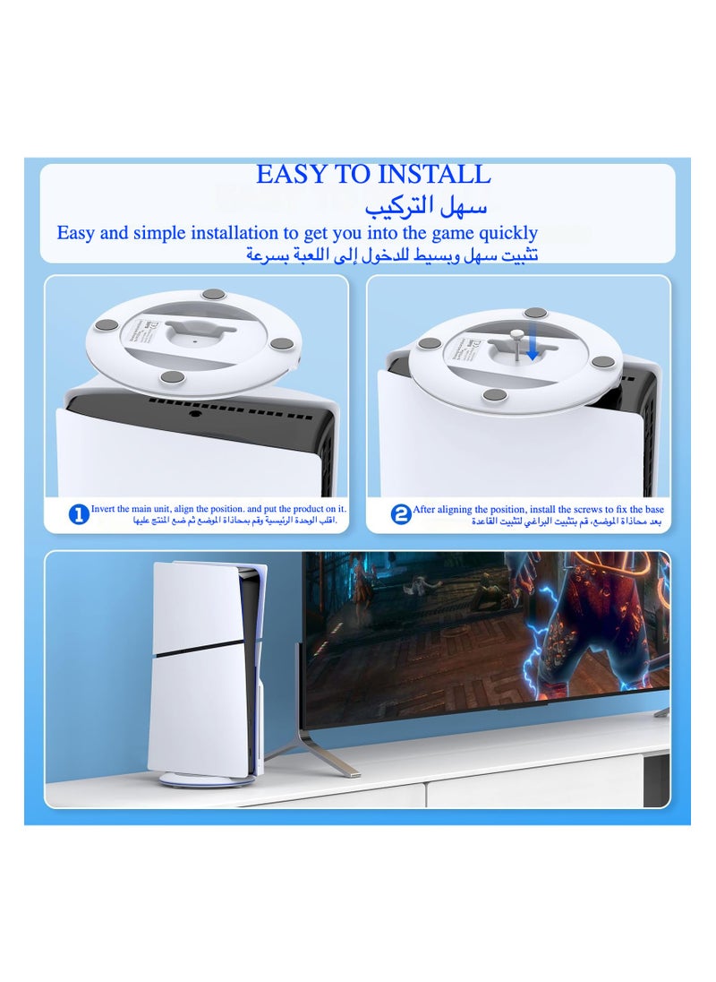 Ipega - Vertical Stand for PS5 Slim Console Disc and Digital with Screw,Playstation 5 Slim Console（White） - Image 1