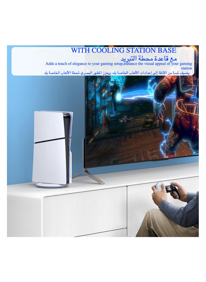 Ipega - Vertical Stand for PS5 Slim Console Disc and Digital with Screw,Playstation 5 Slim Console（White） - Image 1