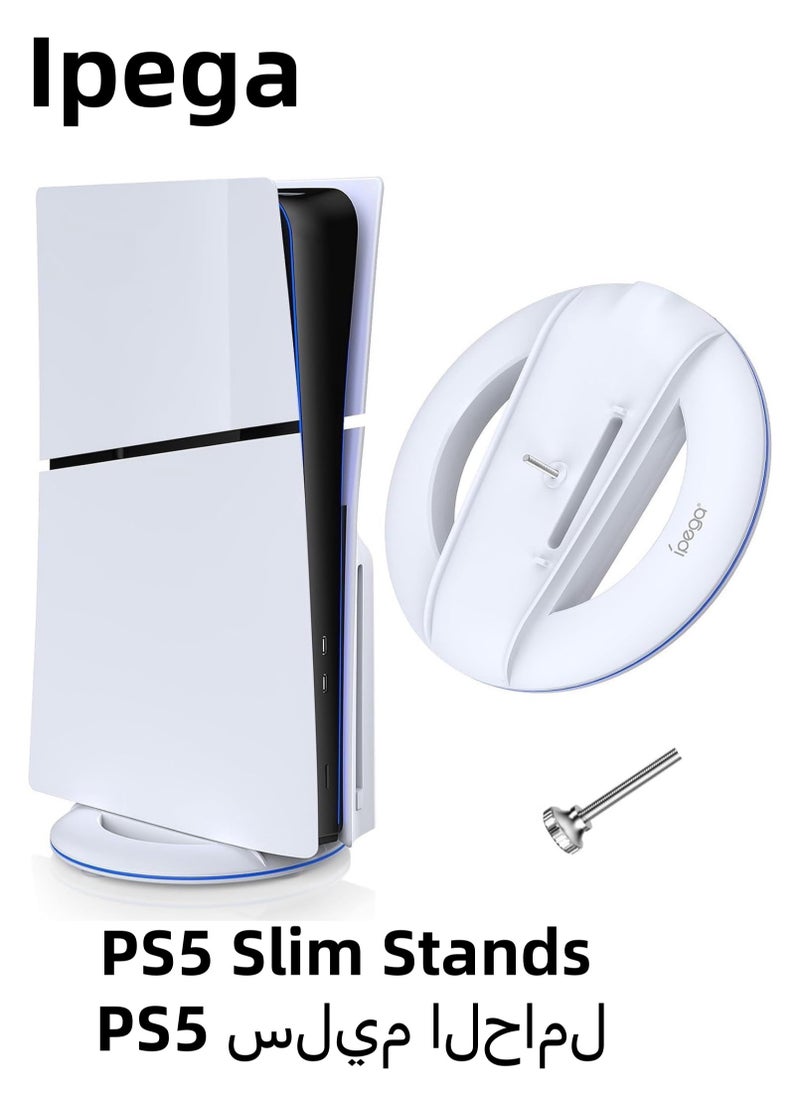 Ipega - Vertical Stand for PS5 Slim Console Disc and Digital with Screw,Playstation 5 Slim Console（White） - Image 1