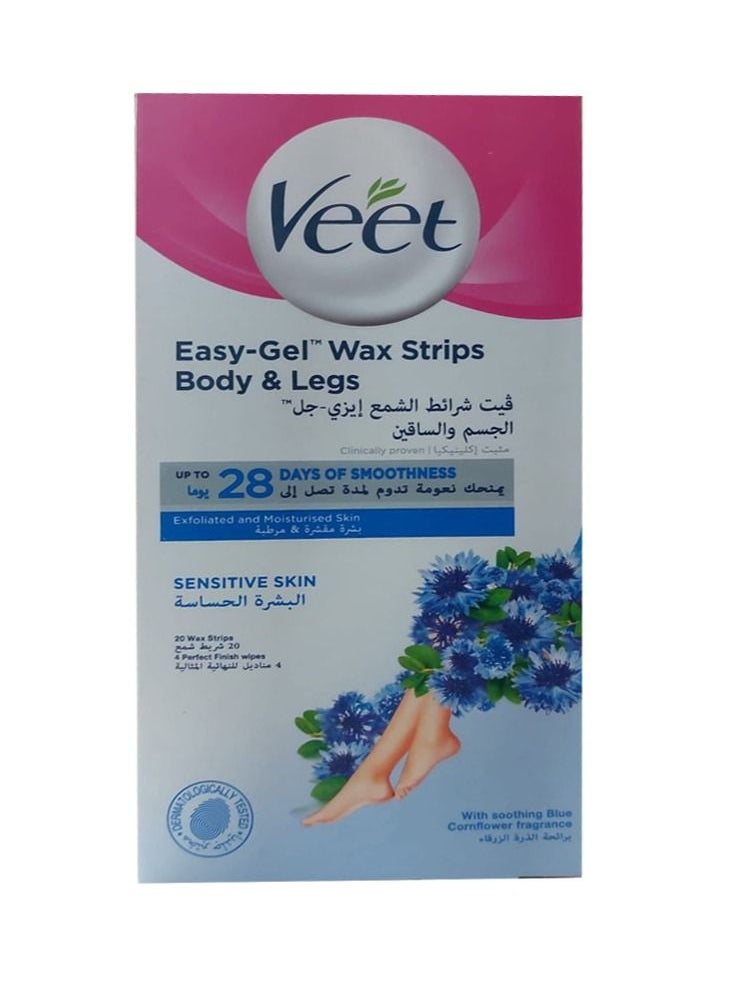 Veet - Hair Removal Easy Gel Wax Strips Sensitive Skin Pack Of 20 - Image 1