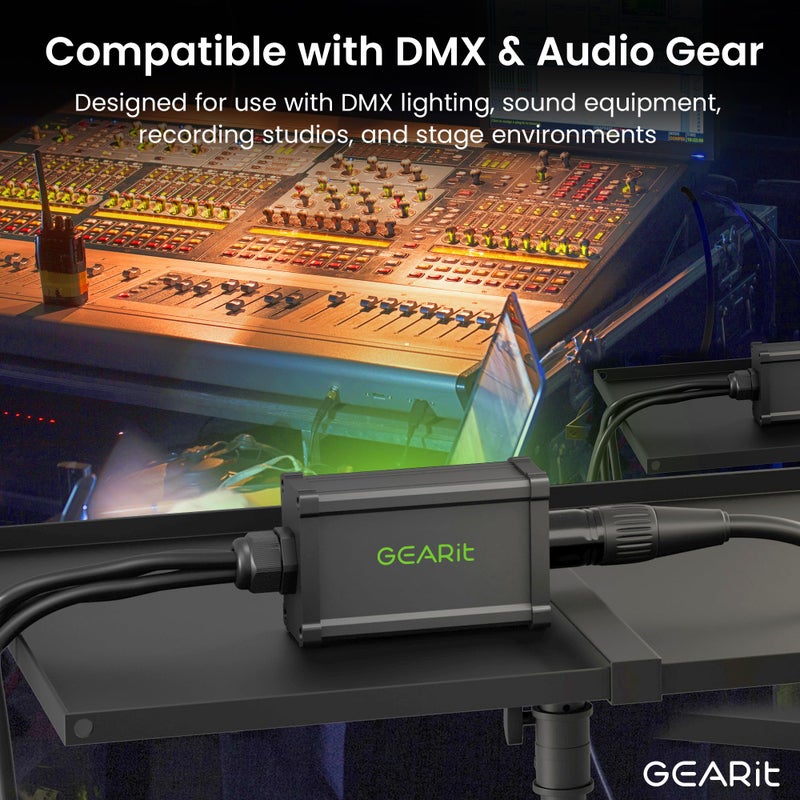 GEARit 4 Channel Snake (2ft Breakout Cable) 3Pin XLR/DMX/AES-EBU to Ethercon RJ45 Cat5/Cat6 Ethernet Extender for Live Stage, Sound, Lighting, Audio Recording Studio (1 Pair: 4 XLR Male/4 XLR Female) - Image 2