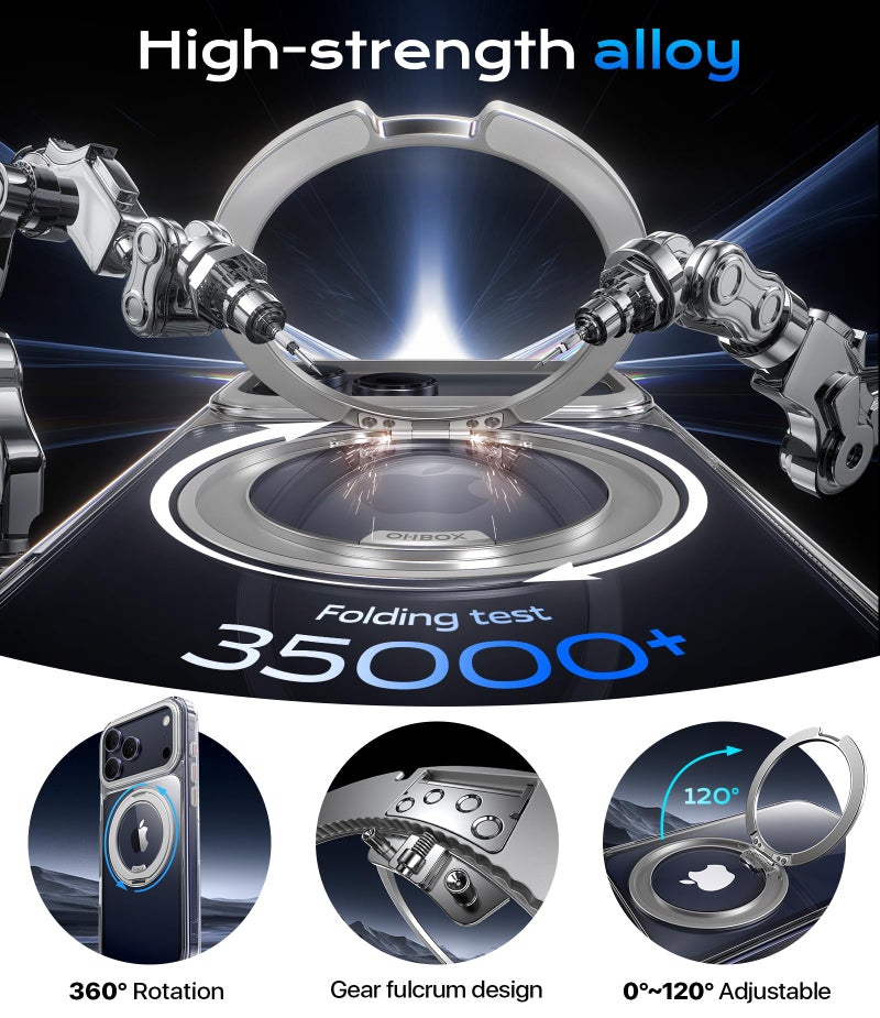 ohbox Clear iPhone 17 Pro Max Case with Stand, Strong Magnetic iPhone 17 Pro Max Case Compatible with MagSafe, Drop Protection Cases for iPhone 17 Pro Max Translucent Matte Shockproof Phone Cover 1Pack - Image 5