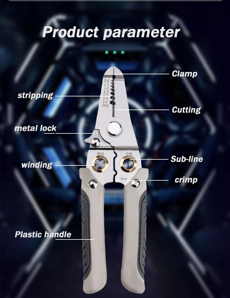 AMBDDED® Heavy Duty 6-in-1 Wire Cutter Stripper Hand Tools for Electricians – Multi-Function Pliers for Cutting, Stripping, Crimping, and Winding (Grey And Black, Handheld-Big) - Image 4