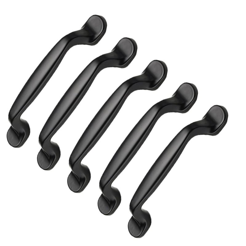 Matte Black Aluminum Alloy Cabinet Handles 5pcs Drawer Pulls For Kitchen Wardrobe Closet - Image 2