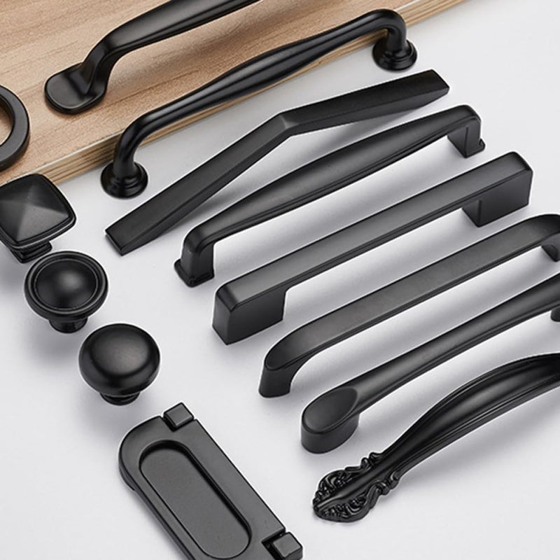 Matte Black Aluminum Alloy Cabinet Handles 5pcs Drawer Pulls For Kitchen Wardrobe Closet - Image 3