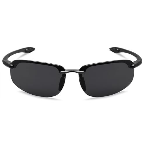 JULI Eyewear JULI Sports Sunglasses for Men Women Tr90 Rimless Frame for Running Fishing Baseball Driving MJ8001(Black/Cat.3 Grey) - Image 2