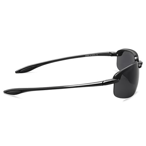 JULI Eyewear JULI Sports Sunglasses for Men Women Tr90 Rimless Frame for Running Fishing Baseball Driving MJ8001(Black/Cat.3 Grey) - Image 4