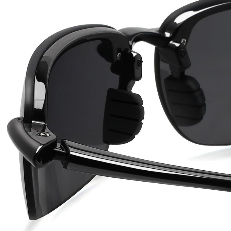JULI Eyewear JULI Sports Sunglasses for Men Women Tr90 Rimless Frame for Running Fishing Baseball Driving MJ8001(Black/Cat.3 Grey) - Image 3