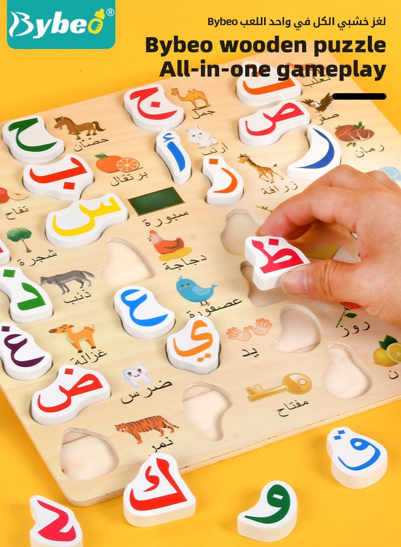 بيبو لوحة خشبية لأبجدية اللغة العربية، ألغاز تركيب، لعبة تعليمية مبكرة، لعبة ألغاز لتعلم الحروف العربية وتنمية الإدراك، للأطفال من 3 سنوات فما فوق - Image 3