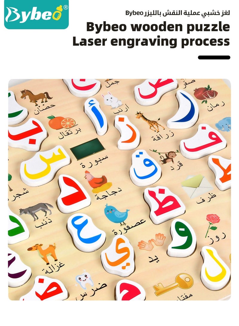 بيبو لوحة خشبية لأبجدية اللغة العربية، ألغاز تركيب، لعبة تعليمية مبكرة، لعبة ألغاز لتعلم الحروف العربية وتنمية الإدراك، للأطفال من 3 سنوات فما فوق - Image 5