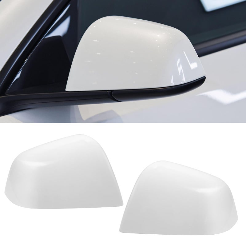 Jaronx Compatible with Tesla Model Y Mirror Caps Side Mirror Replacement 20202024Left Right Rear View Mirror CoverSide Mirror Cover Cap for Tesla Model Y Accessories Pearl White