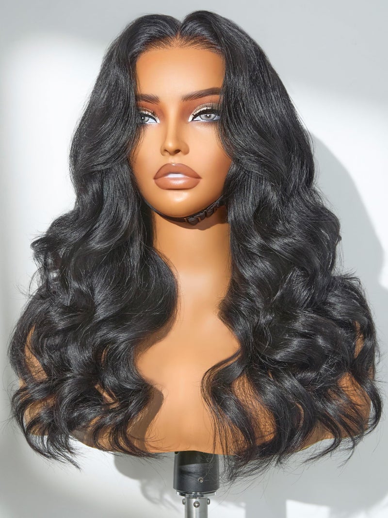 LUVME HAIR باروكات لوف مي هير راحة طوال اليوم بتصميم موجة جسم فضفاضة 5x5 باروكات أمامية من الدانتيل شعر بشري باروكات بدون غراء شعر بشري مقصوص مسبقًا وطويلة سوداء باروكات إغلاق من الدانتيل باروكات أمامية من شعر بشري