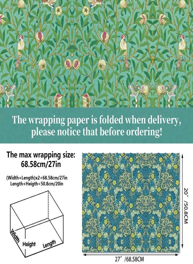 iKammo 12 Sheet Vintage Spring Vine Wrapping Paper Birthday Gift Wrap Paper Retro DIY Decorative Craft Art Paper for Party Decor Supplies, 20 x 27 Inch (Spring Vine - Image 2