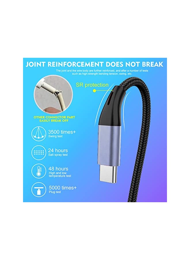 SKY-TOUCH كابلات شاحن الهاتف USB 3 في 1، كابل شحن سريع 5A من النايلون المضفر غير قابل للكسر، سلك شحن متعدد المنافذ عالمي مع موصل USB C/Micro USB/IOS للهواتف - Image 4