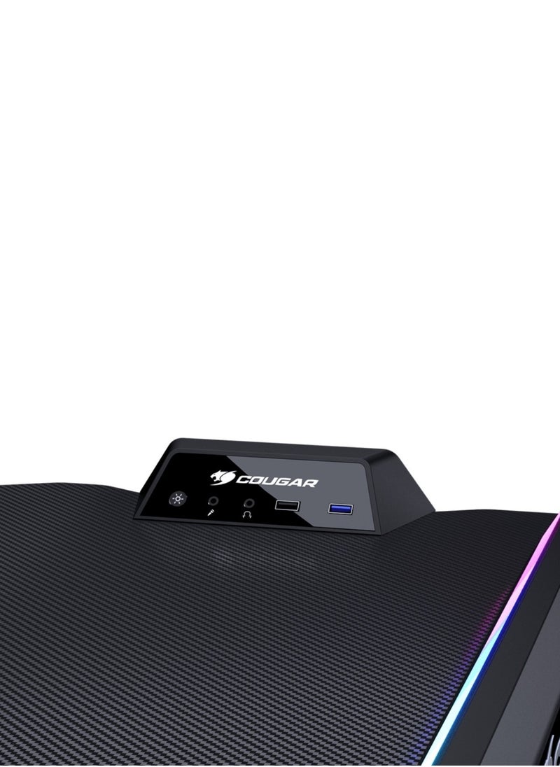 Cougar Cougar Mars 120 Gaming Desk, USB 3.0 (1), USB 2.0 (1), 3.5mm Audio Jack (2) RGB Button - Black | 3M1201WB.0001  - Image 4