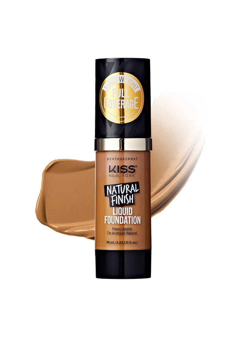 kiss new york Kiss New York Professional Liquid Foundation - Lightweight and Hydrating Formula, Natural Finish, Control Shine, Cover Pores, Medium to Full Coverage, Green Tea Extract (Classic Tan) 