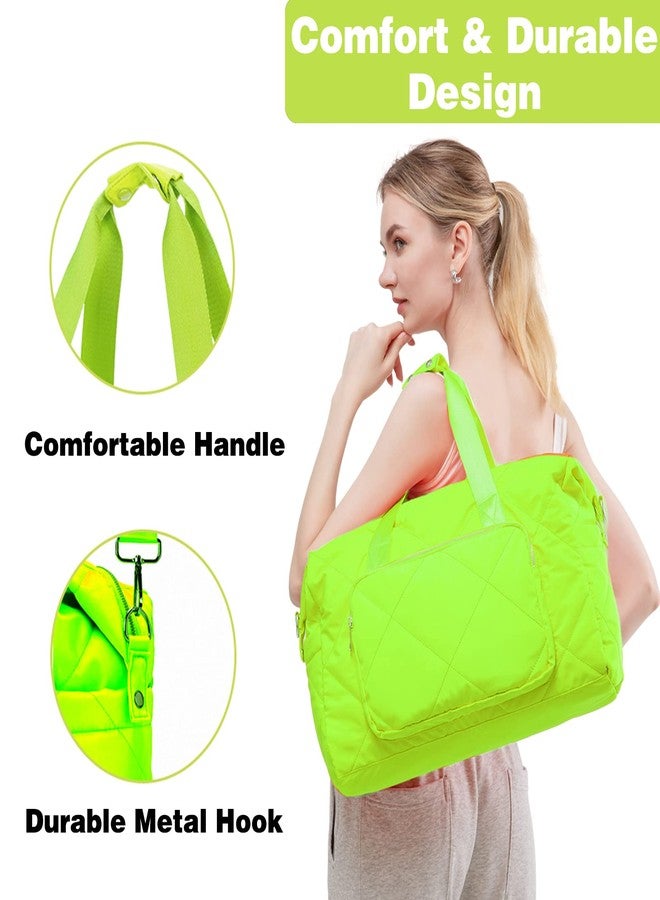 Tinzonc Sports Tote Gym Bag for Women, Travel Duffel Bag, Shoulder Weekender Overnight Bag for Women Girls Travel, Gym, Yoga (Fluorescent Green) - Image 5