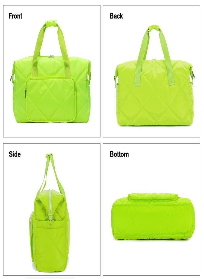 Tinzonc Sports Tote Gym Bag for Women, Travel Duffel Bag, Shoulder Weekender Overnight Bag for Women Girls Travel, Gym, Yoga (Fluorescent Green) - Image 4