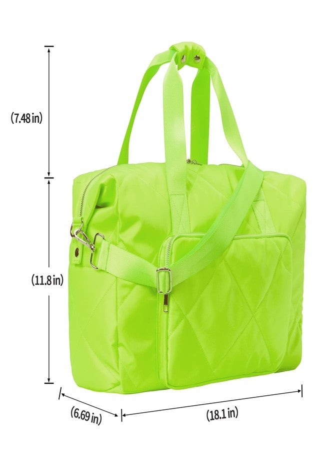 Tinzonc Sports Tote Gym Bag for Women, Travel Duffel Bag, Shoulder Weekender Overnight Bag for Women Girls Travel, Gym, Yoga (Fluorescent Green) - Image 2