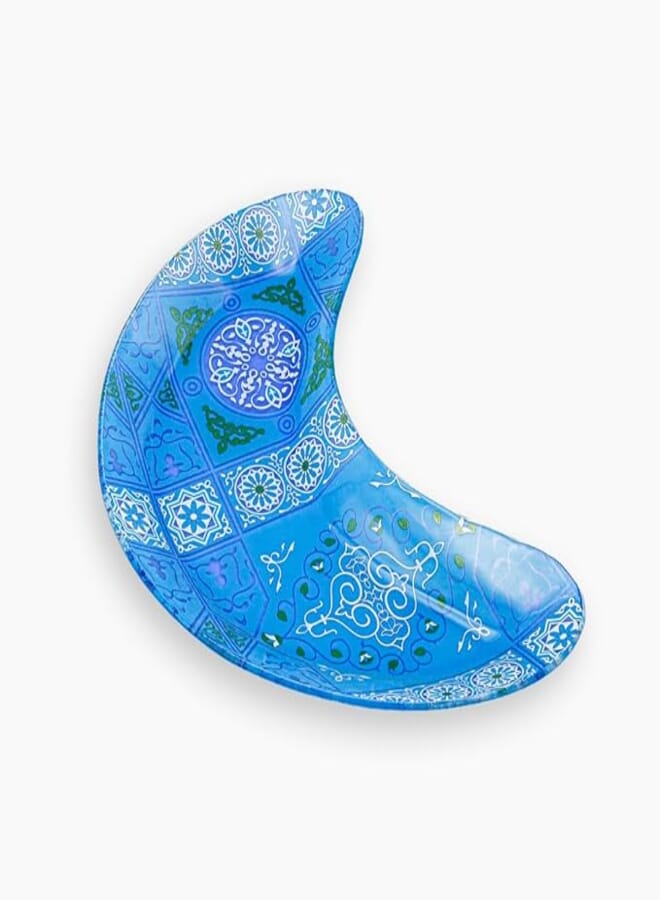 Rosa Glass Crescent Serving Plate, 32 cm x 15 cm Size, Kh.Blue