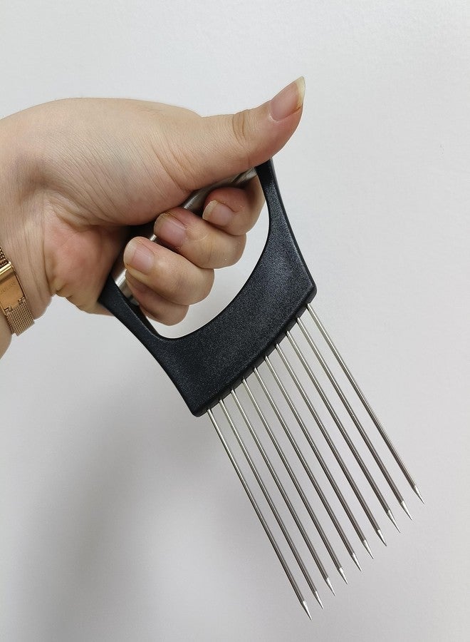 BeeSpring Onion Holder Stainless Steel Chopper Slicing Tool Onion Cutter Kitchen and Dining Utensils for Onion Kiwifruit Lemon Potato Tomato Banana Carrots Eggs and Other (with Plastic Cover) - Image 4