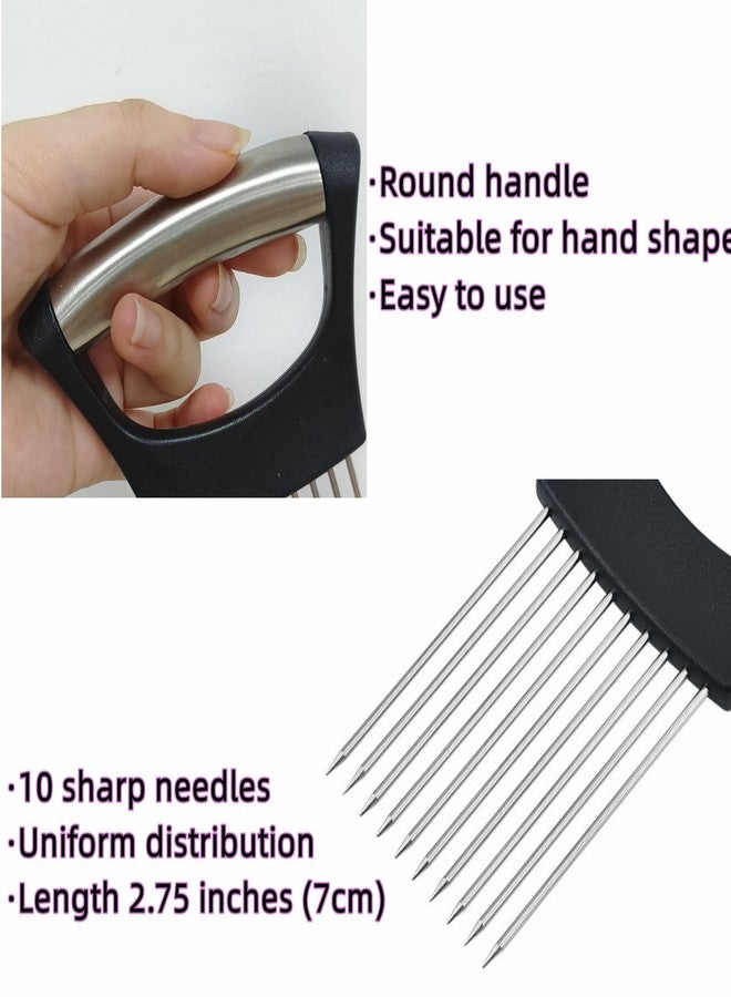 BeeSpring Onion Holder Stainless Steel Chopper Slicing Tool Onion Cutter Kitchen and Dining Utensils for Onion Kiwifruit Lemon Potato Tomato Banana Carrots Eggs and Other (with Plastic Cover) - Image 5