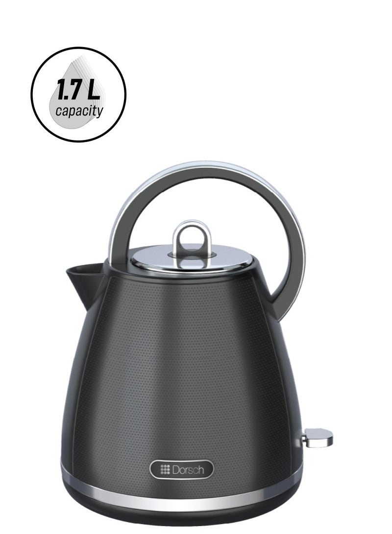 Dorsch Danish Design 1.7 L Electric Kettle | Quick Boil Technology | Round Black Antique Design, Auto Shut-Off | Boiling Dry Protection | On/Off Switch | Anti-Drip Spout (EK- 75) - Image 1