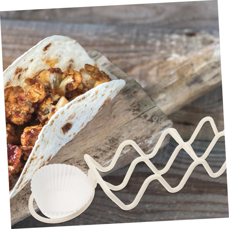 Beige Taco Holder Stand with Detachable Rack for Organized Serving and Easy Clean - Image 5