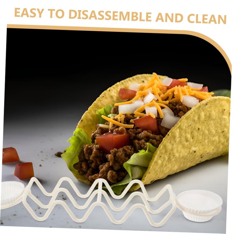 Beige Taco Holder Stand with Detachable Rack for Organized Serving and Easy Clean - Image 4