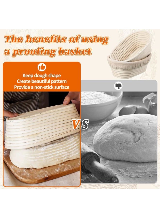 Gdpaddy 10 inch Oval Banneton Bread Proofing Basket Set of 6 with Liner Sourdough Starter Kit Sourdough Bread Baking Supplies Banneton Basket Gifts - Image 4