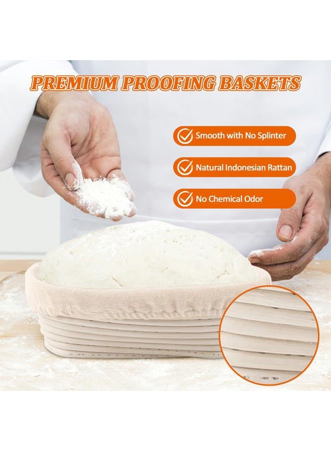 Gdpaddy 10 inch Oval Banneton Bread Proofing Basket Set of 6 with Liner Sourdough Starter Kit Sourdough Bread Baking Supplies Banneton Basket Gifts - Image 3