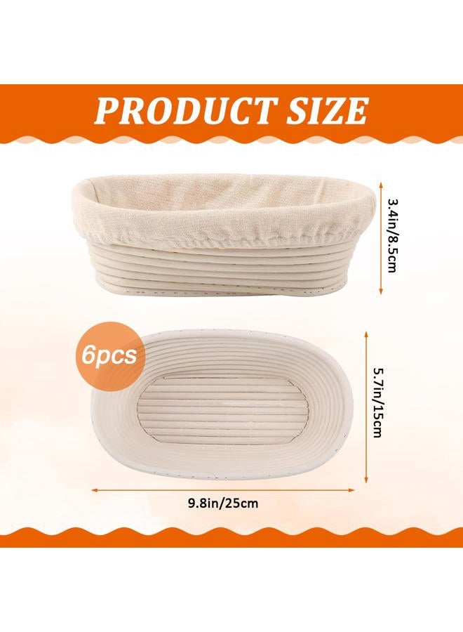 Gdpaddy 10 inch Oval Banneton Bread Proofing Basket Set of 6 with Liner Sourdough Starter Kit Sourdough Bread Baking Supplies Banneton Basket Gifts - Image 2