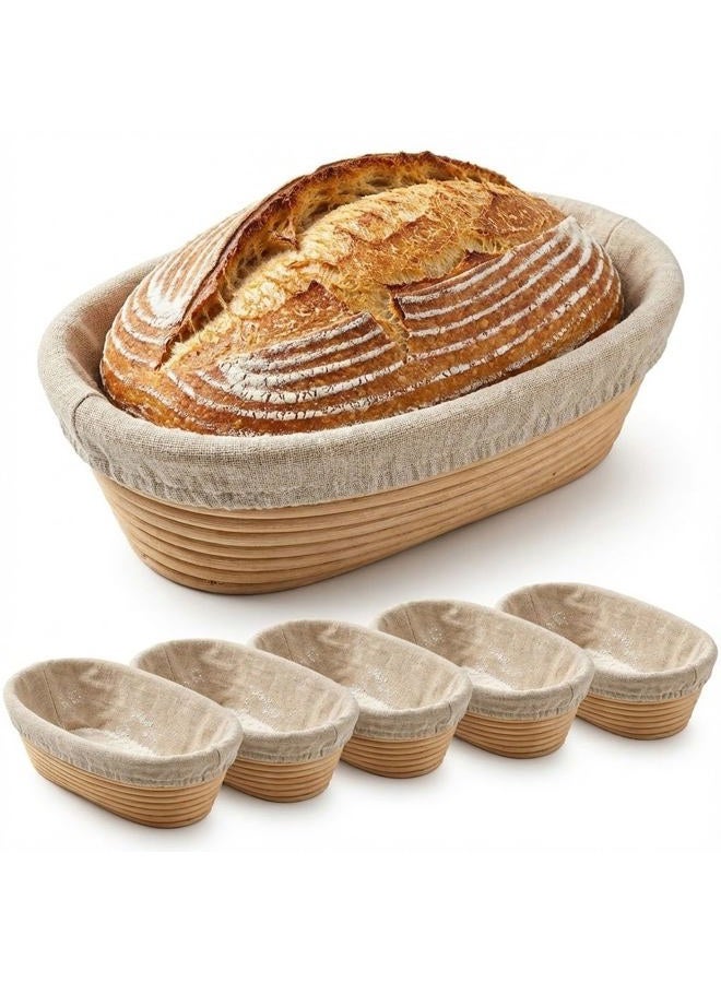Gdpaddy 10 inch Oval Banneton Bread Proofing Basket Set of 6 with Liner Sourdough Starter Kit Sourdough Bread Baking Supplies Banneton Basket Gifts - Image 1