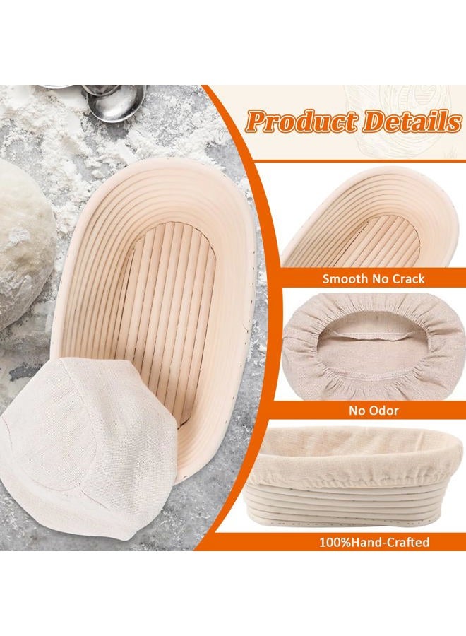 Gdpaddy 10 inch Oval Banneton Bread Proofing Basket Set of 6 with Liner Sourdough Starter Kit Sourdough Bread Baking Supplies Banneton Basket Gifts - Image 5