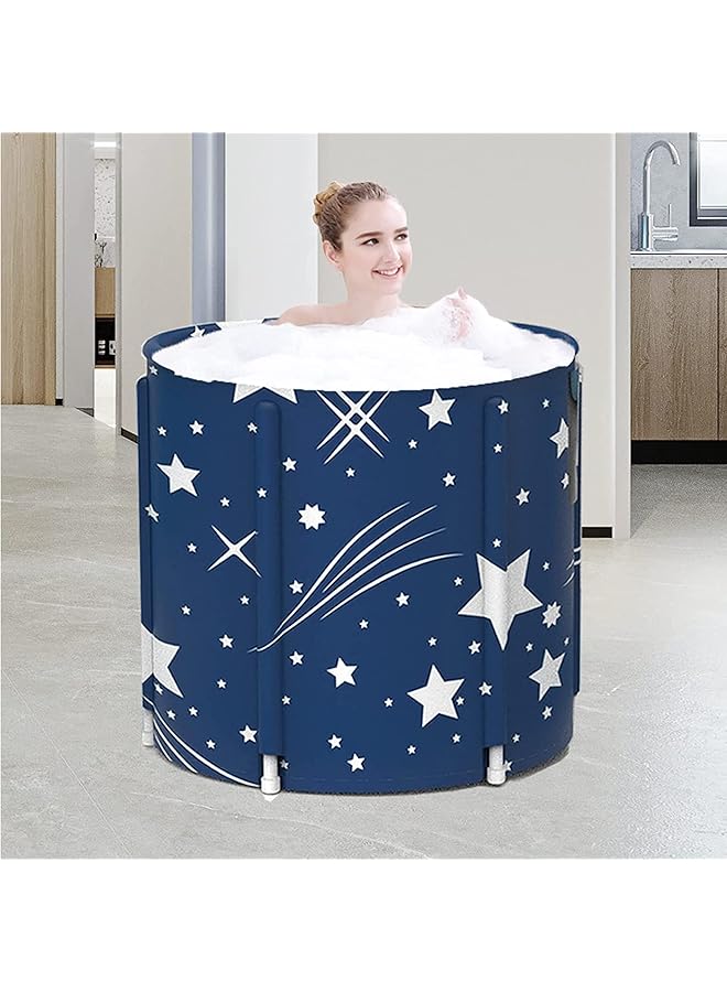 The Bros Blue Soaking Portable Bathtub Adult, Frees Standing Foldable Bathtub Adult, Eco-Friendly SPA Bath Tub, Folding Bathtub is Ideal for Bathing Hot and Ice Baths - Image 1
