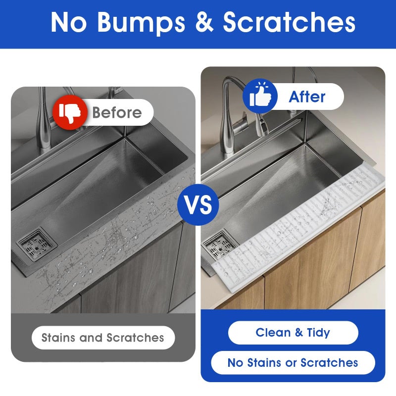 Snuggery 24"x4" Silicone Sink Edge Protector - Splash Guard with Suction Cups & 5Â° Tilt, Cuttable Edge Guard for Kitchen Sink, Bathroom,Granite & Quartz Countertops(White) - Image 3