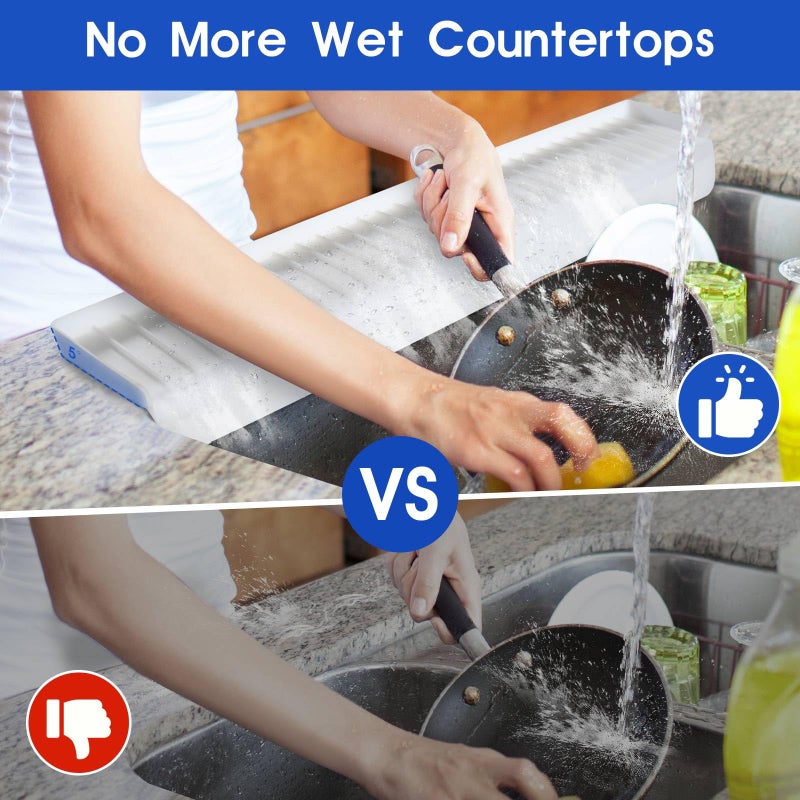 Snuggery 24"x4" Silicone Sink Edge Protector - Splash Guard with Suction Cups & 5Â° Tilt, Cuttable Edge Guard for Kitchen Sink, Bathroom,Granite & Quartz Countertops(White) - Image 2