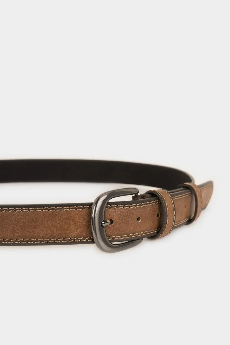 ديفاكتو Man Rectangle Clasp Faux Leather Belt