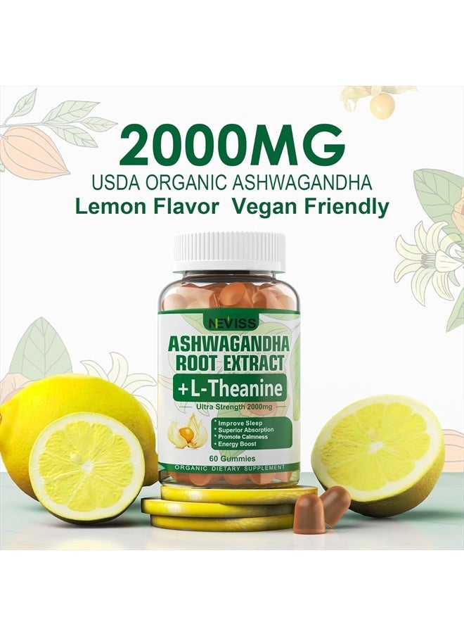 NEVISS - Ashwagandha Gummies 2000mg, Feel Refreshed, Plus Proprietary Blend with L-Theanine, 5-HTP, Lemon Balm, Magnesium for Calm, Zzzs & Relaxation Support, 120 Count - Image 1