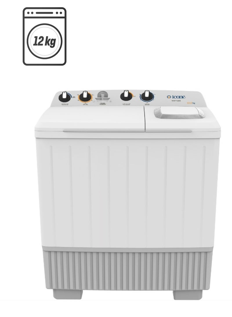 Icone 12 kg Top Load Washing Machine, Rust-Free Plastic Body, Transparent Top Cover for Easy Monitoring, High Back Control Panel, Energy and Water Saving – Perfect for Family Laundry Needs WMTT1200 - Image 2