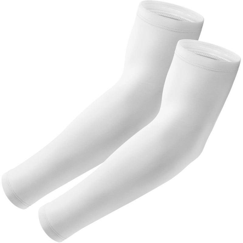 Aprilswan Arm Sleeves, UV Sun Protection Sports Non Slip Compression Cover for Men/Women 1 Pair White - Image 1
