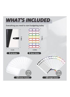KASTWAVE Budget Binder Cash Envelopes Money Organizer A6 Stitching PU Leather with Zipper Sheets, 12pcs for Saving Money  - Image 3