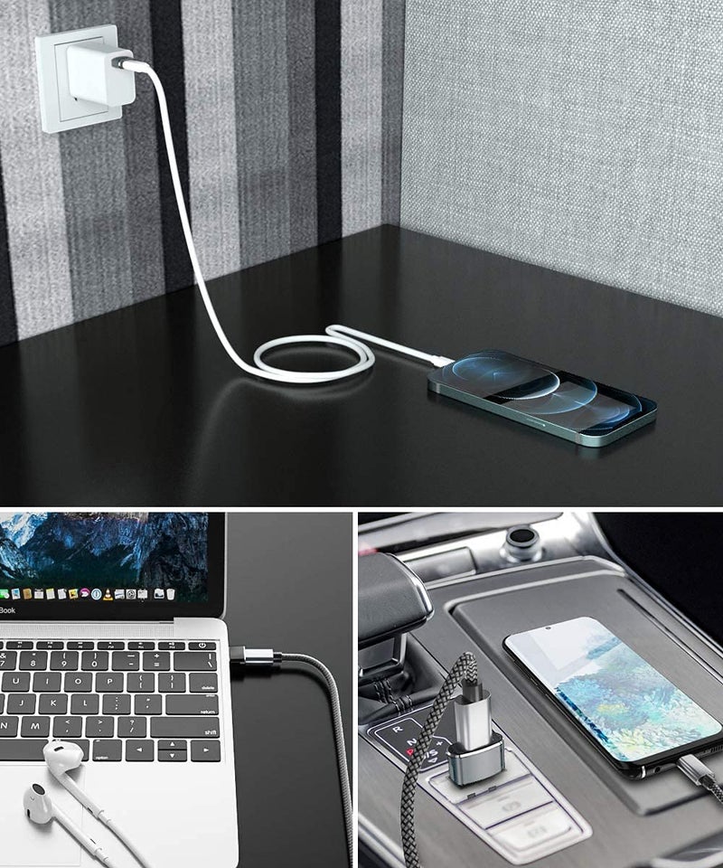 rts 2 Pack Type C USB 3.1 Female to USB to USB C Adapter USB Type C to USB A Charger Cable Adapter, Compatible with Smartphones, iPhone 17 16 15 14 13 12 Mini Pro Max, XR, Airpods iPad 8 Air 4, iPad - Image 2