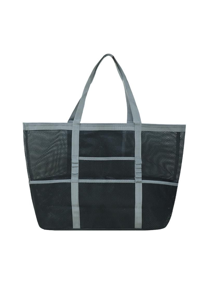 Generic Gray Summer Swimming Beach Bag Swimsuit Mesh Storage Bag Large Mesh Storage Bag Sports Travel Handbag