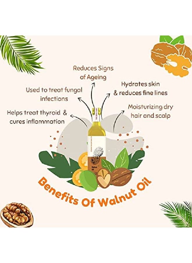 ESSENTIA EXTRACTS - Walnut Oil Pure Coldpressed Akhrot Ka Tel Glass Bottle For Hair Skin Massage (100 Ml) - Image 1