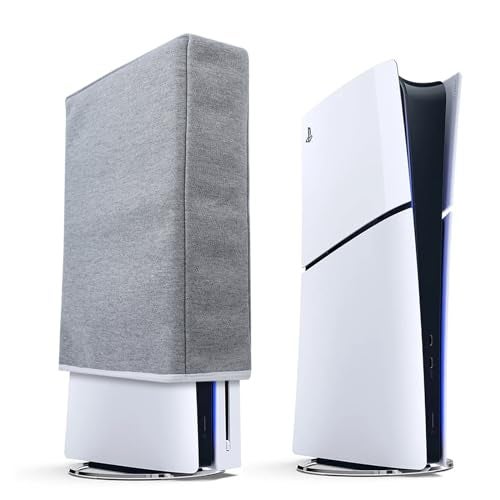 Raryars Dust Cover for PS5 Slim Dust Protector Custom Designed for Playstation 5 Slim Console Disc Edition & Digital Edition with Thick Cotton Precision Cut Easy Access Cable Port(Vertical Position) - Image 1