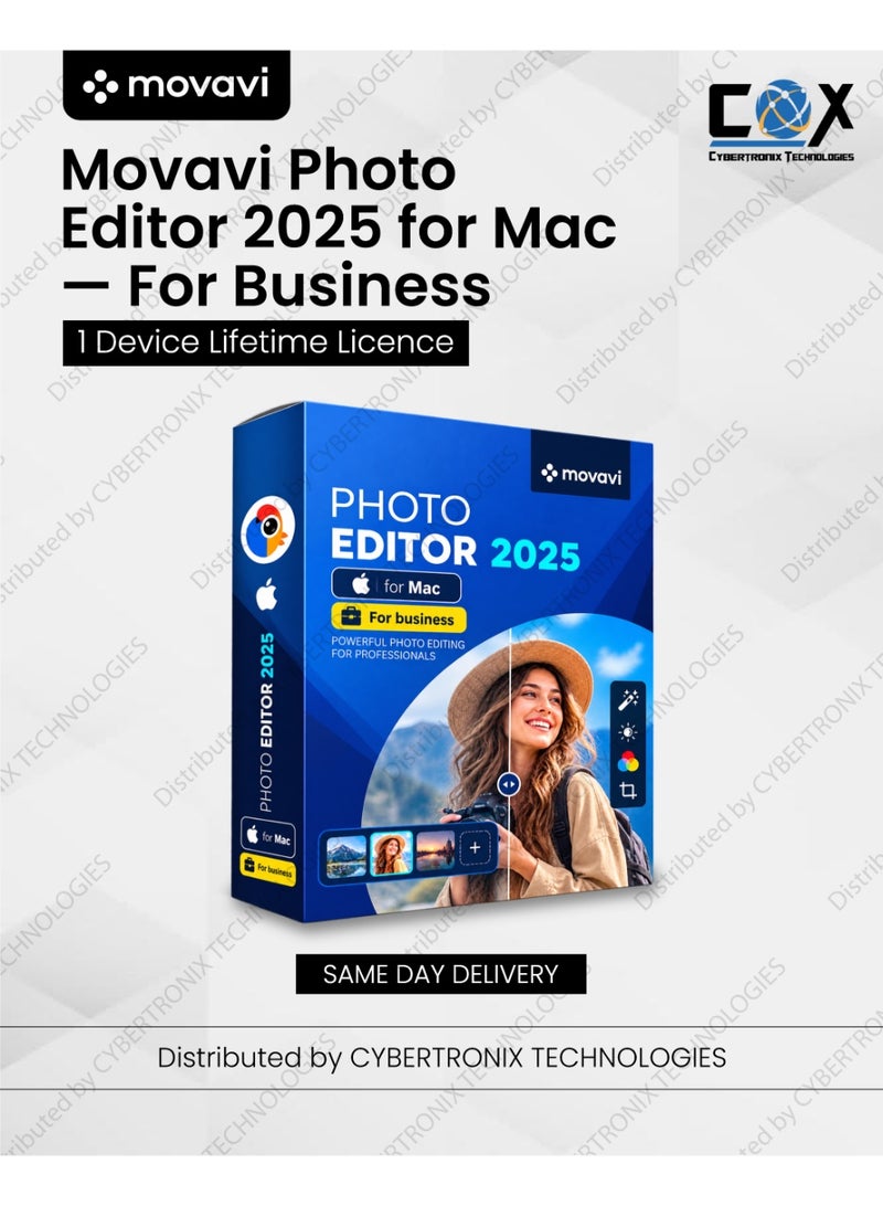 Movavi Photo Editor 2025 for Mac For Business | 1 Device for Lifetime | Digital License | Same Day Delivery