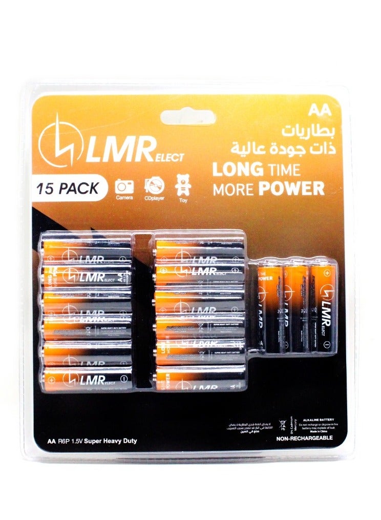 15 1.5V AA batteries with high quality 