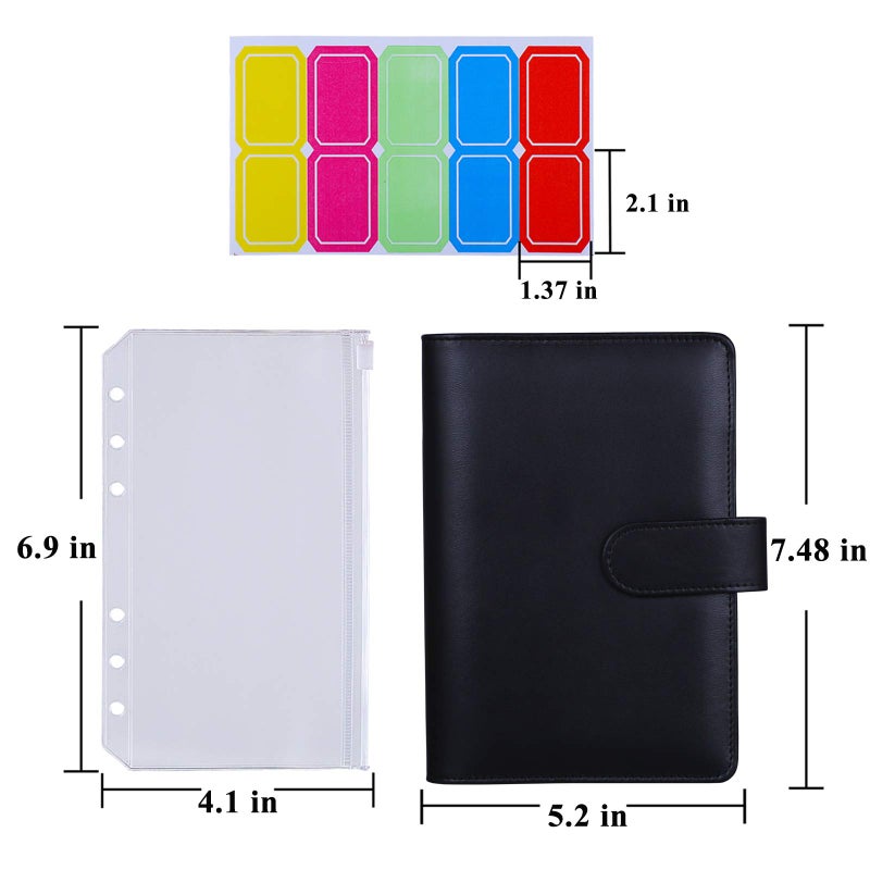 Antner Budget Binder with Zipper Cash Envelopes for Budgeting, A6 Money Saving Organizer for Cash, Cash Stuffing Binder, Budget Planner with Cash Envelopes for Money Organizer, Black - Image 5