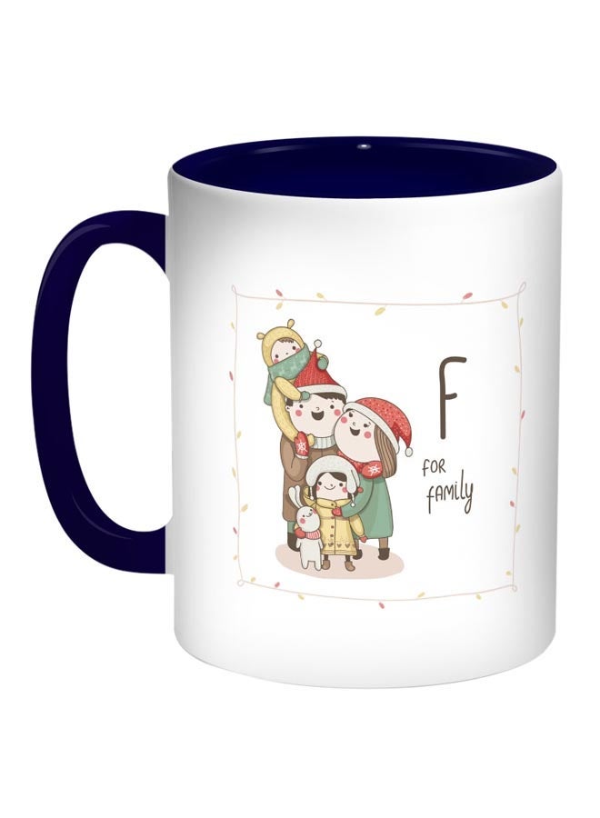 RYN Happy Family Printed Coffee Mug Blue/White/Red 11ounce